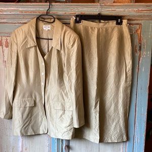 Cartoon Two Piece Silk Skirt & Blazer Set